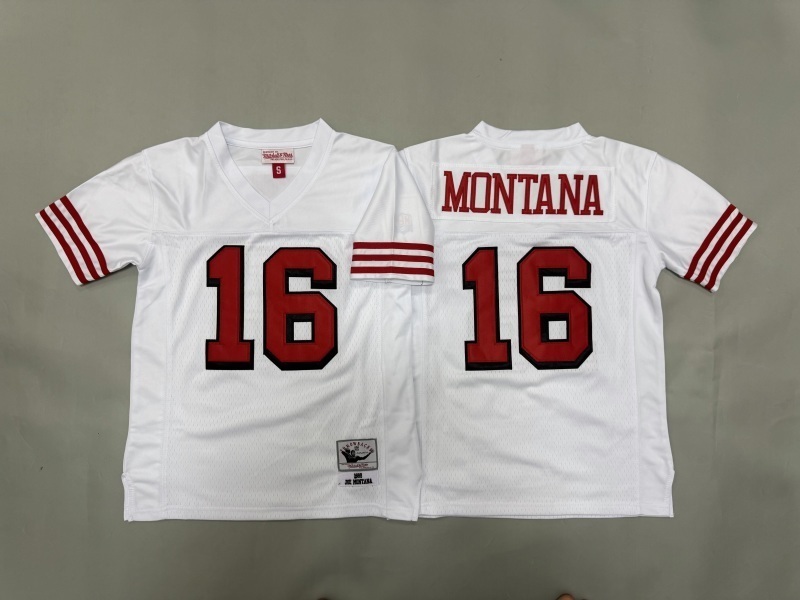 Youth San Francisco 49ers #16 Montana White Throwback Limited Nike NFL Jersey 01->youth nfl jersey->Youth Jersey